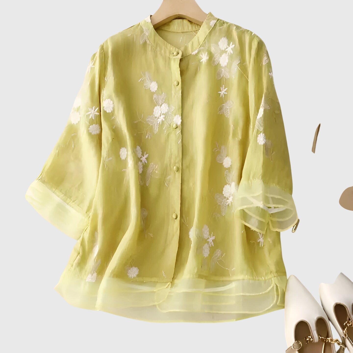 Nellie™ | Haut élégant à fleurs brodées